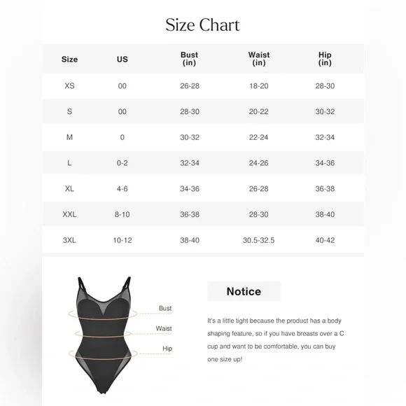 NWT Popilush Shapewear Bodysuit Tummy Control Mesh Bodysuits with Built in Bra - Picture 5 of 8